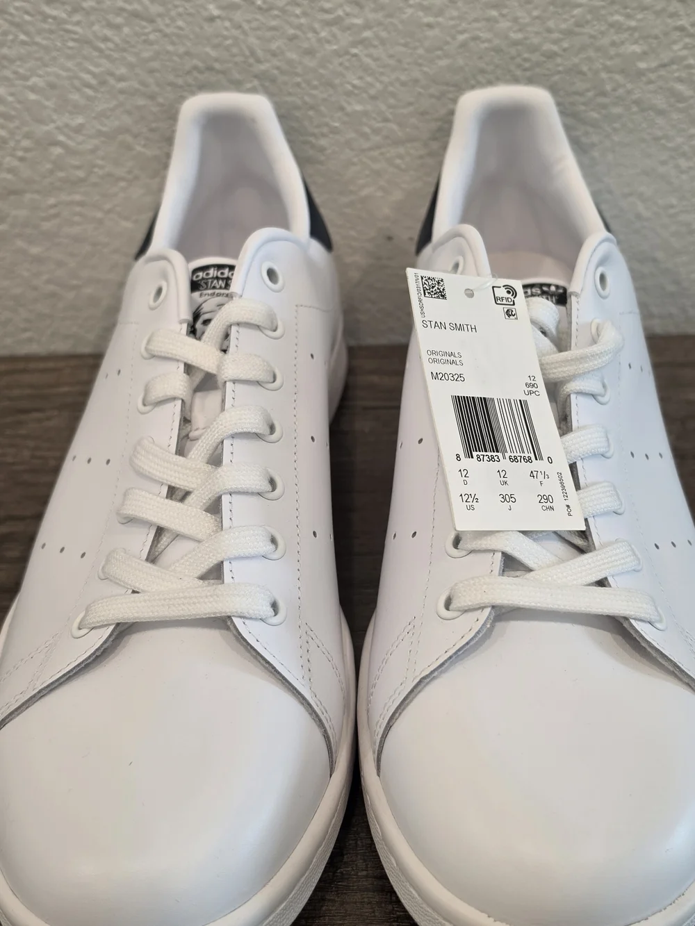 Adidas Stan Smith White Navy Blue M20325 Men's Size 12.5 New With Tags NWOB